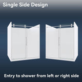 mortix Serena 72 in. W x 80 in. H Sliding Frameless Shower Door in Brushed Nickel with 3/8 in. (10 mm) Tempered Clear Glass