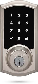 Kwikset Premis Touchscreen Smart Lock, Satin Nickel, Single-Cylinder Electronic Deadbolt with Milan Hall/Closet Lever