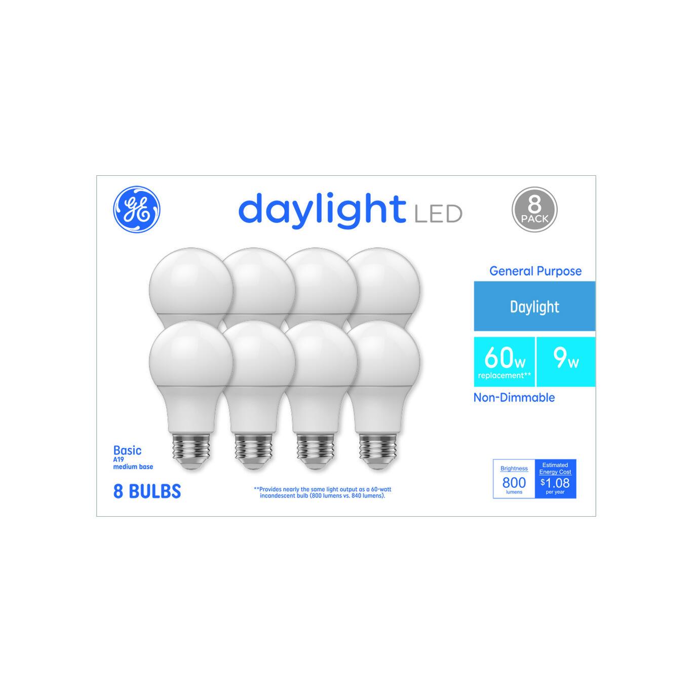GE Basic 60-Watt EQ A19 Daylight LED Light Bulb (8-Pack)