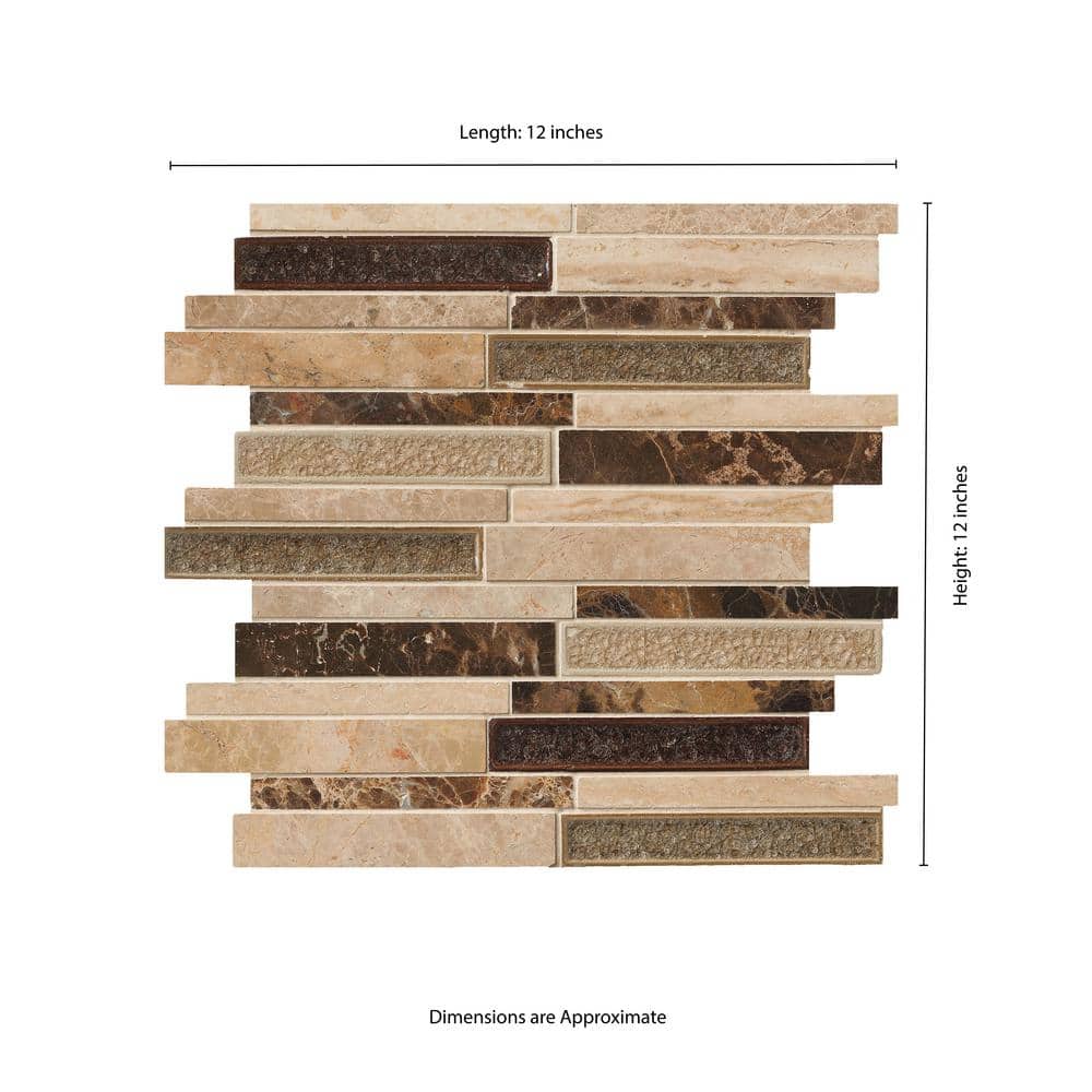MSI Stonegate Interlocking 12 in. x 12 in. x 8 mm Glossy Glass/Stone Blend Mesh-Mounted Mosaic Wall Tile (1 sq. ft.)