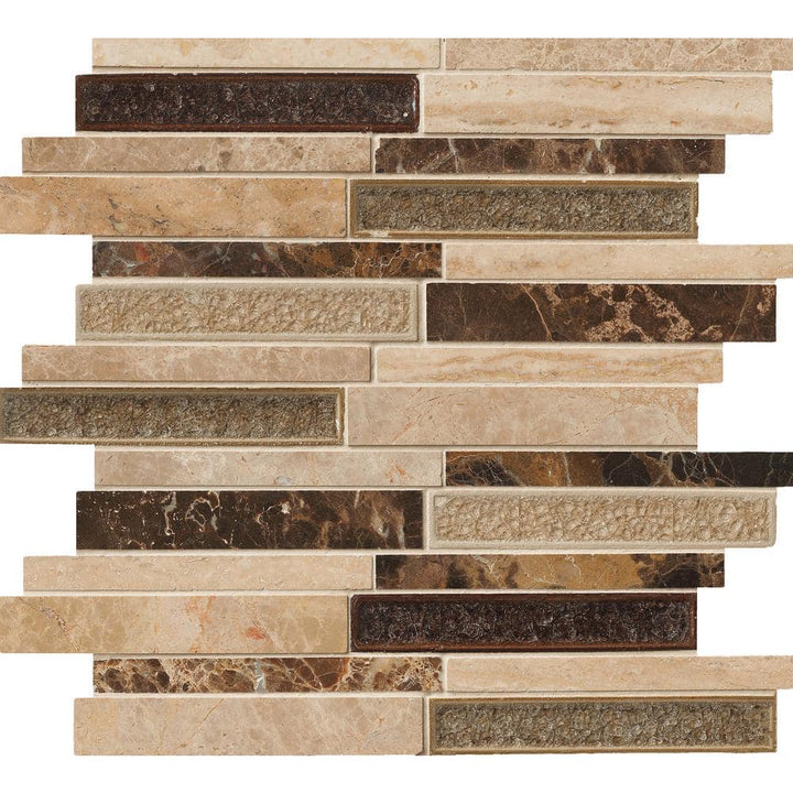 MSI Stonegate Interlocking 12 in. x 12 in. x 8 mm Glass Stone Blend Mesh-Mounted Mosaic Wall Tile (1 sq. ft.)