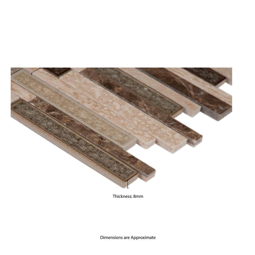 MSI Stonegate Interlocking 12 in. x 12 in. x 8 mm Glass Stone Blend Mesh-Mounted Mosaic Wall Tile (1 sq. ft.)