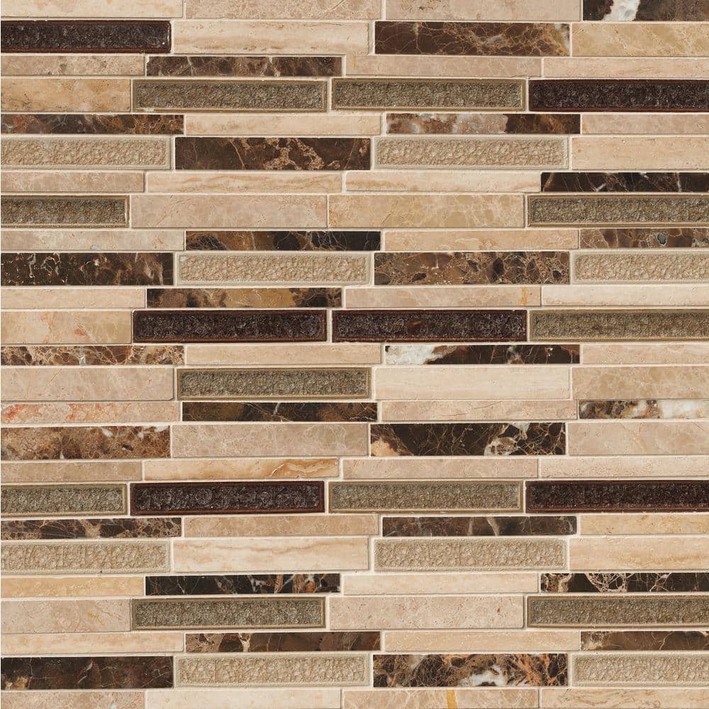 MSI Stonegate Interlocking 12 in. x 12 in. x 8 mm Glossy Glass/Stone Blend Mesh-Mounted Mosaic Wall Tile (1 sq. ft.)
