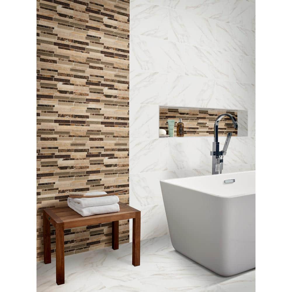 MSI Stonegate Interlocking 12 in. x 12 in. x 8 mm Glossy Glass/Stone Blend Mesh-Mounted Mosaic Wall Tile (1 sq. ft.)