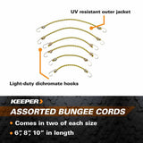 Keeper Mini Bungee Cords Assorted Lengths (2x 6 in., 2x 8 in., 2x 10 in.) - 6 Pack