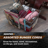 Keeper Mini Bungee Cords Assorted Lengths (2x 6 in., 2x 8 in., 2x 10 in.) - 6 Pack