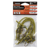 Keeper Mini Bungee Cords Assorted Lengths (2x 6 in., 2x 8 in., 2x 10 in.) - 6 Pack
