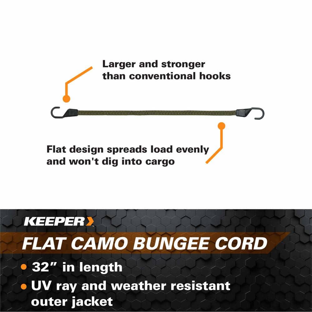 Keeper 32 in. Flat Camo Ultra Bungee Cord with Hooks
