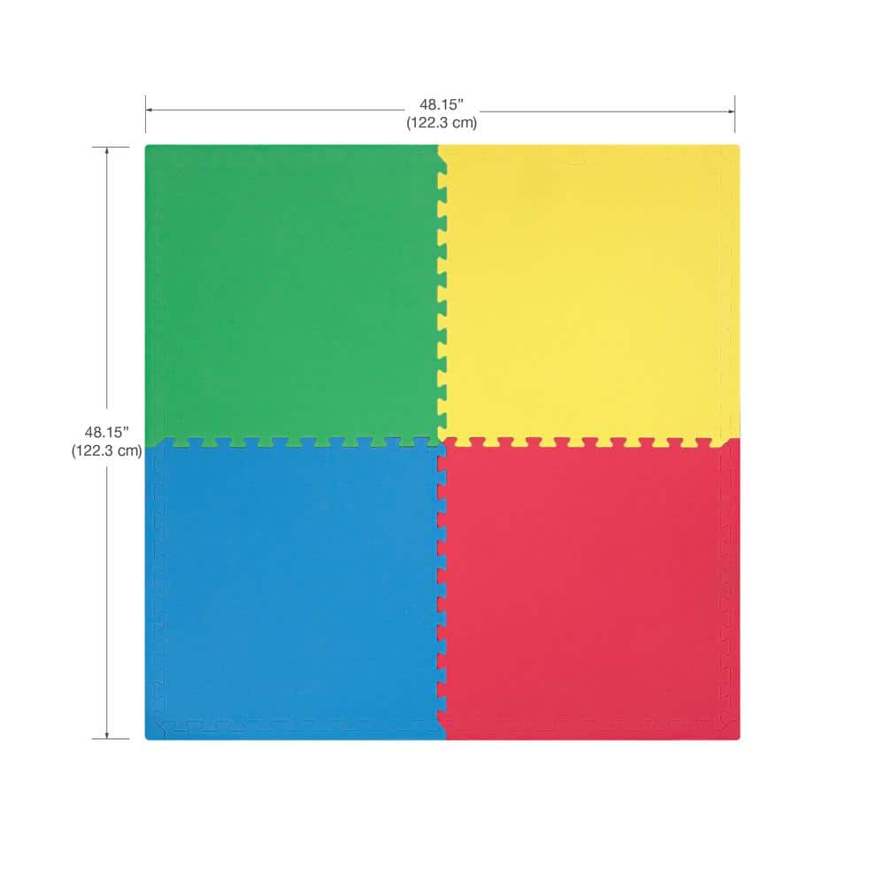 Norsk Reversible Multi-Purpose 24 in. x 24 in. Interlocking Multi-Color Foam Flooring Recyclamat (4-Pieces)