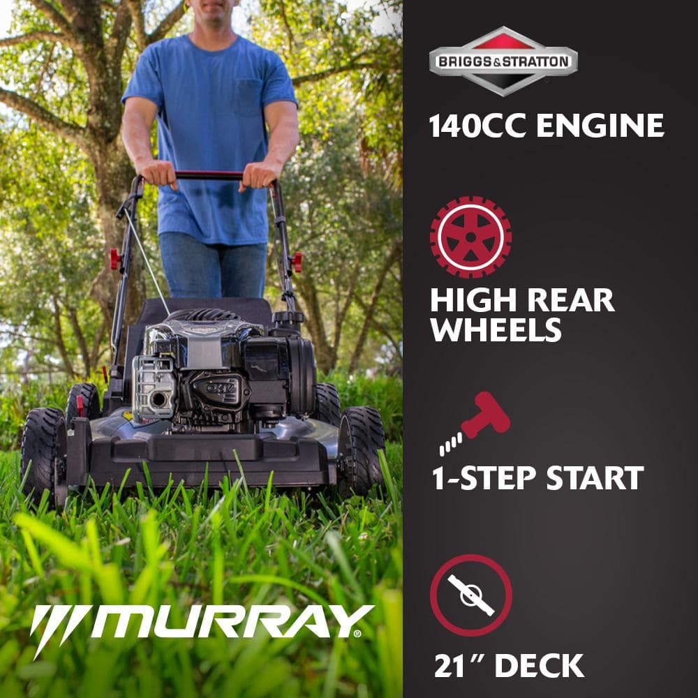 Murray 21 in. 140 cc Briggs and Stratton Walk Behind Gas Push Lawn Mower with Height Adjustment and with Mulch Bag