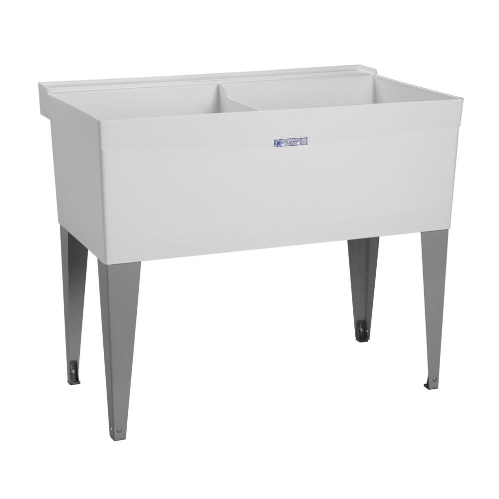 Mustee UtilaTwin 40" Thermoplastic Double Bowl Laundry Utility Sink