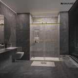 NANAWO 60 in. W x 80 in. H Sliding Frameless Shower Door in Brushed Gold with 3/8 in. Clear Glass