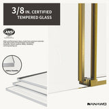 NANAWO 60 in. W x 80 in. H Sliding Frameless Shower Door in Brushed Gold with 3/8 in. Clear Glass