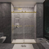 NANAWO 60 in. W x 80 in. H Sliding Frameless Shower Door in Brushed Gold with 3/8 in. Clear Glass