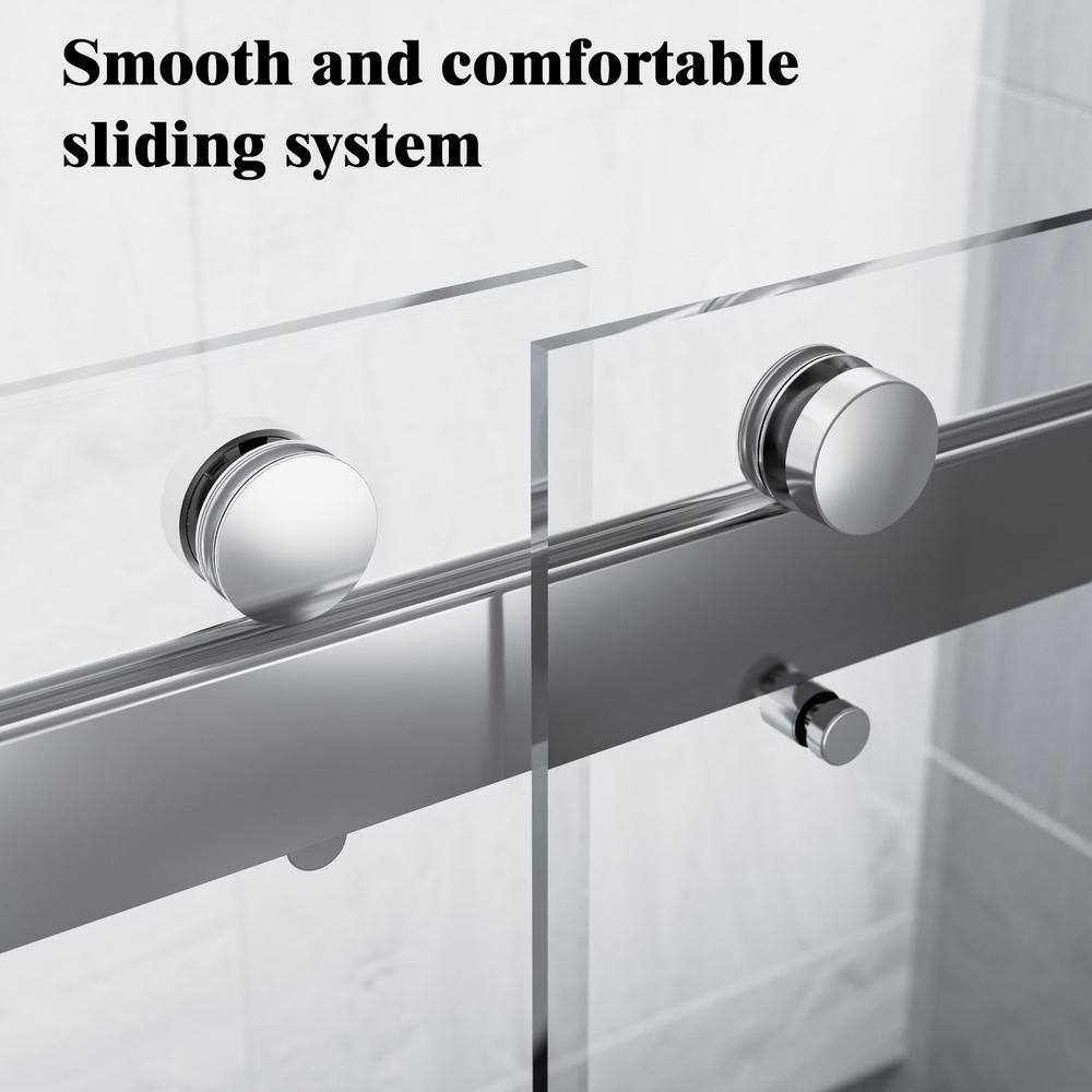 NANAWO 60 in. W x 74 in. H Double Sliding Frameless Shower Door in Polished Chrome with 5/16 in. Clear Tempered Glass