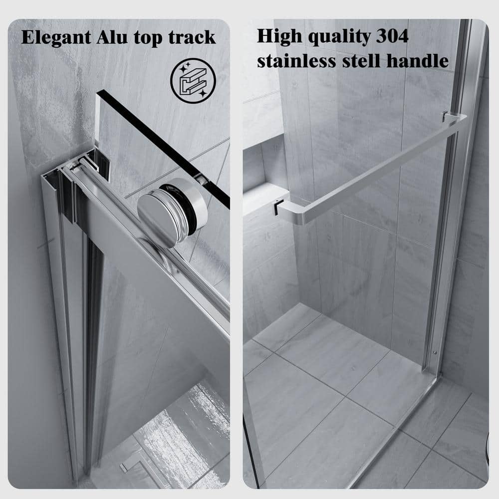 NANAWO 60 in. W x 74 in. H Double Sliding Frameless Shower Door in Polished Chrome with 5/16 in. Clear Tempered Glass