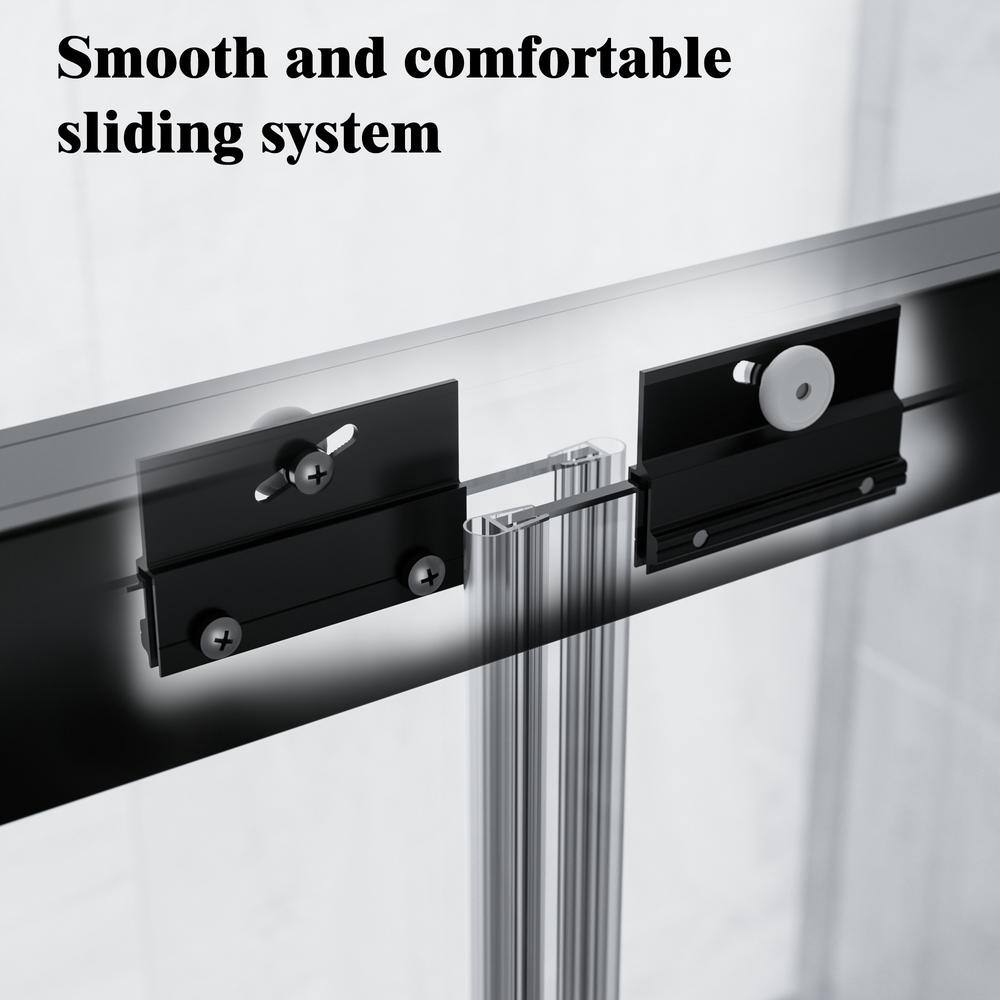 NANAWO 50 in. W to 54 in. W x 70 in. H Framed Bypass Sliding Shower Door with 1/4 in. Tempered Glass and Matted black finish