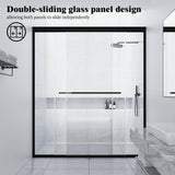 NANAWO 50 in. W to 54 in. W x 70 in. H Framed Bypass Sliding Shower Door with 1/4 in. Tempered Glass and Matted black finish