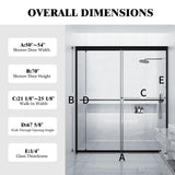 NANAWO 50 in. W to 54 in. W x 70 in. H Framed Bypass Sliding Shower Door with 1/4 in. Tempered Glass and Matted black finish