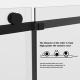 NANAWO Obsidian 54 in. W x 74 in. H Single Sliding Frameless Shower Door in Matt Black with Clear 5/16 in. Glass