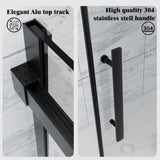 NANAWO Obsidian 54 in. W x 74 in. H Single Sliding Frameless Shower Door in Matt Black with Clear 5/16 in. Glass