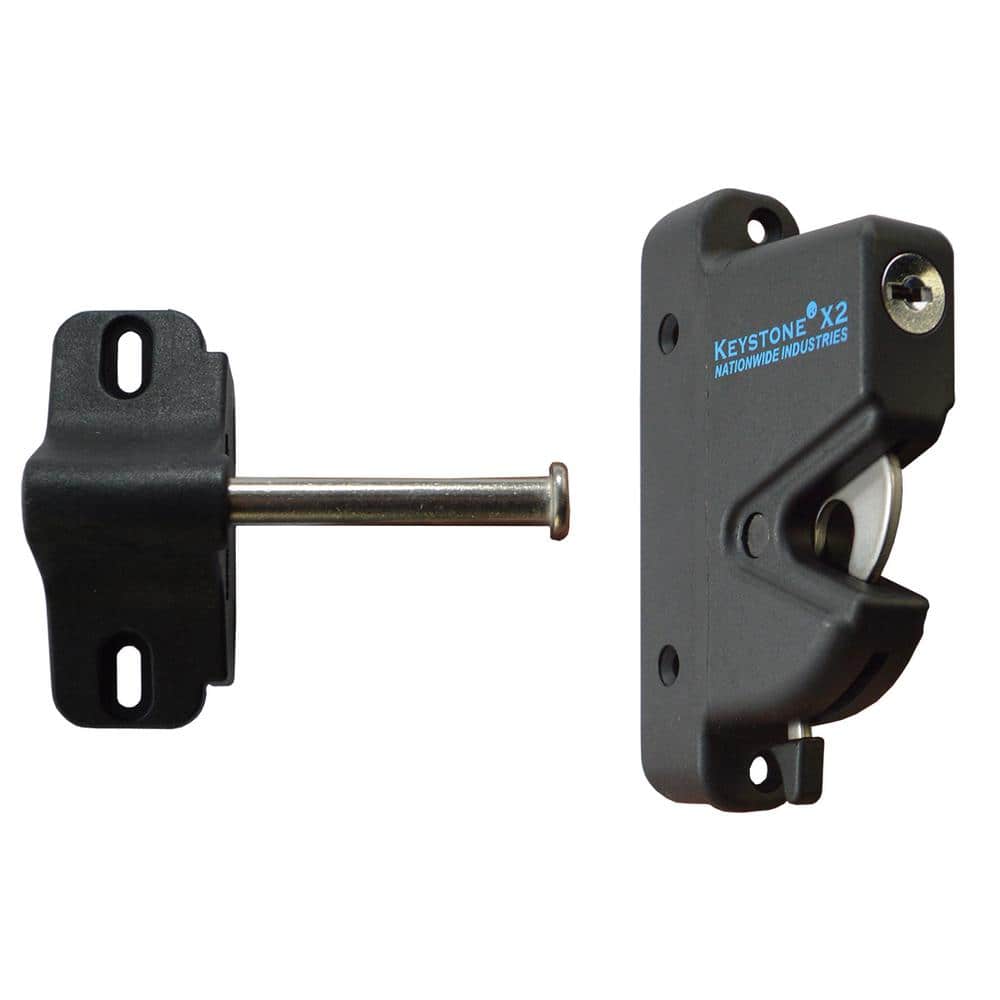 Nationwide Industries Black Nylon Polymer Keystone X2 External One-Sided Gate Latch