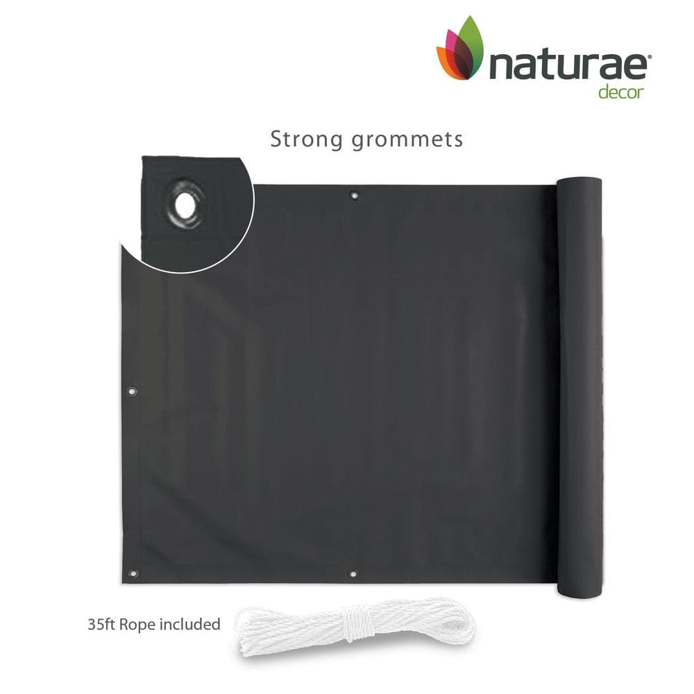 NATURAE DECOR 34 in. Privacy Balcony Screen in Dark Gray