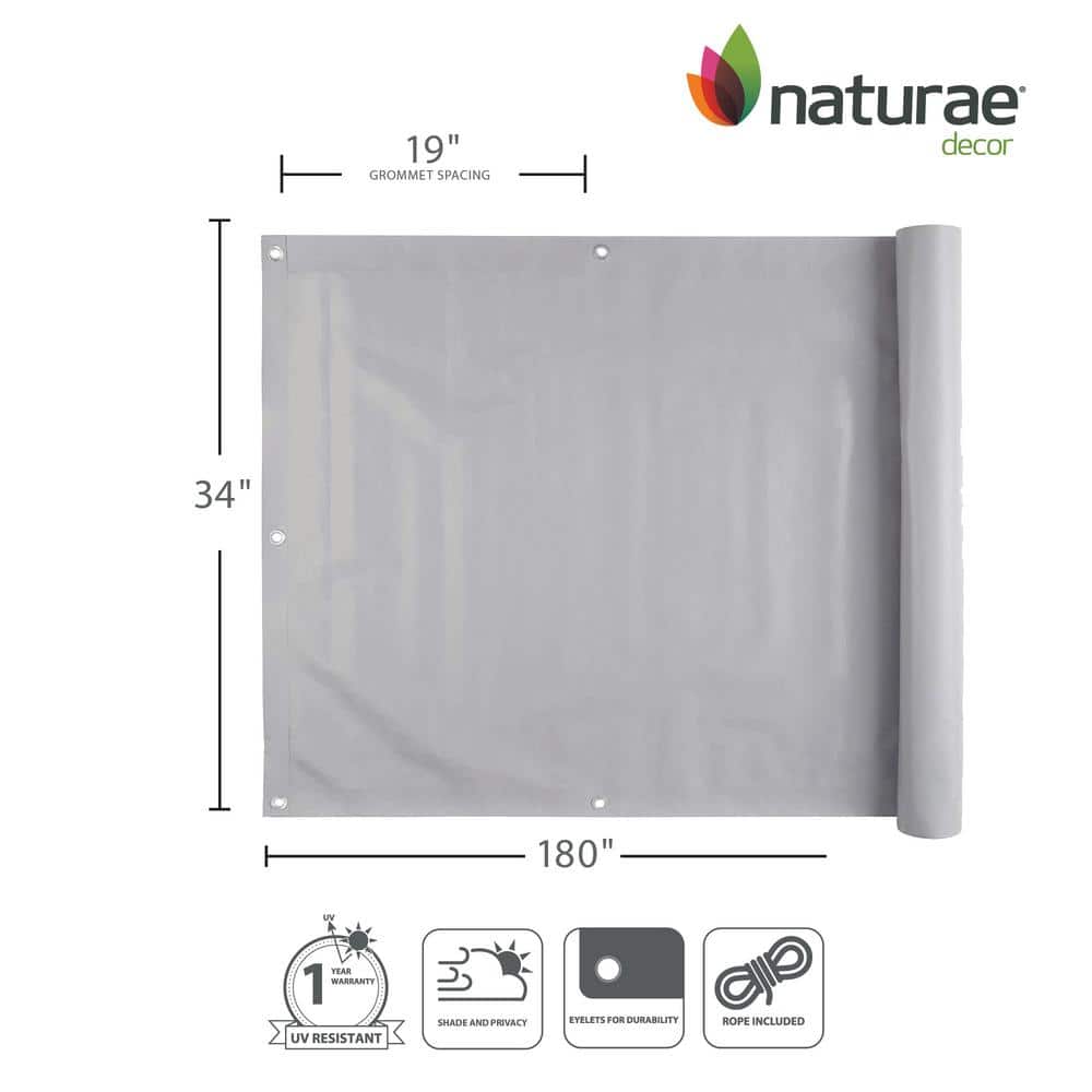 NATURAE DECOR 35 in. Privacy Balcony Screen��in Light Gray
