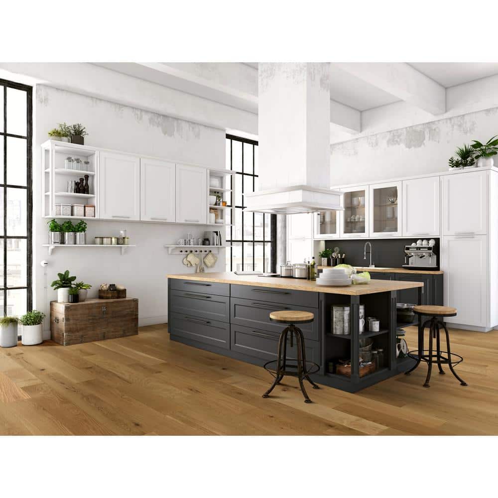 Blue Ridge Hardwood Flooring Castlebury Natural Eurosawn White Oak 3/4 in. T x 4 in. W Wire Brushed Solid Hardwood Flooring (16 sq.ft./case)
