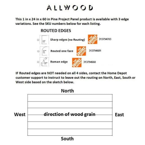 1 in. x 24 in. x 60 in. Allwood Pine Project Panel