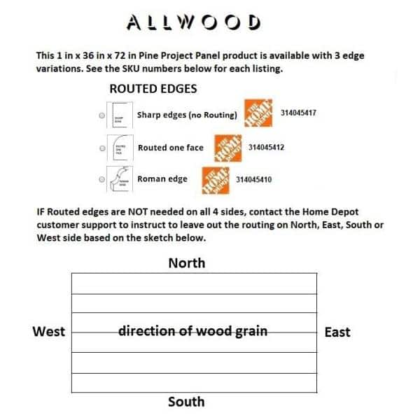 1 in. x 36 in. x 72 in. Allwood Pine Project Panel Table Island Top