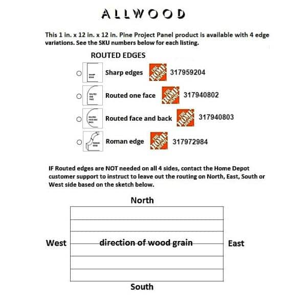 1 in. x 1 ft. x 1 ft. Allwood Pine Project Panel (4-Pack)
