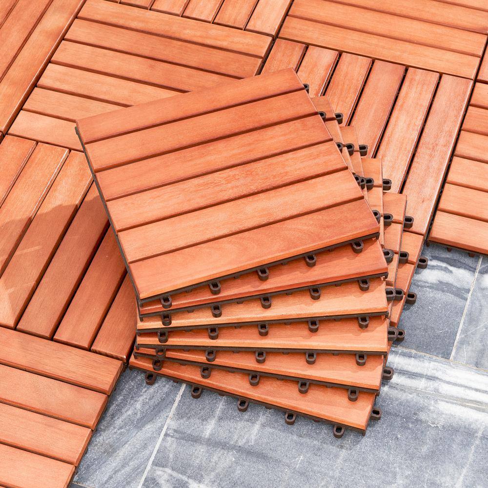 1 ft. x 1 ft. Eucalyptus Deck Tile in Natural Wood (10-Piece)