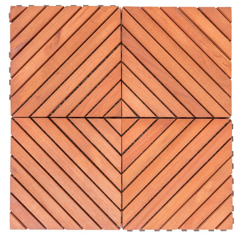 1 ft. x 1 ft. Eucalyptus Deck Tile in Natural Wood (10-Piece)