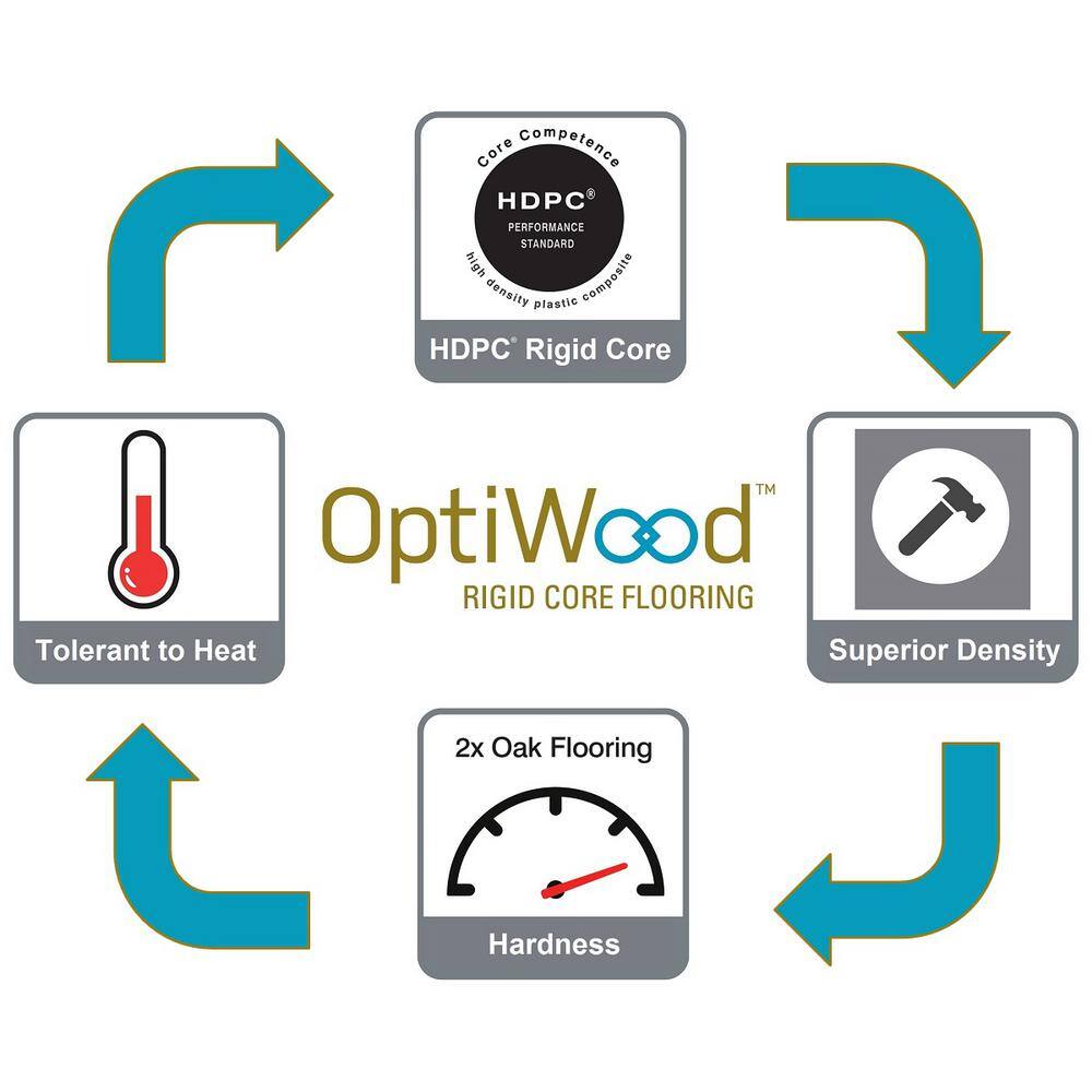 OptiWood Natural Hickory Hickory 2/7 in.T x 5 in. W Click Lock Engineered Hardwood Flooring (16.7 sq.ft./case)