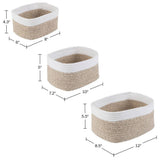 HOME-COMPLETE Tan Cube Storage Bin Rope Baskets 3-Piece Set