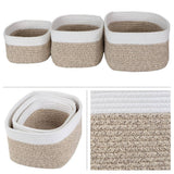 HOME-COMPLETE Tan Cube Storage Bin Rope Baskets 3-Piece Set