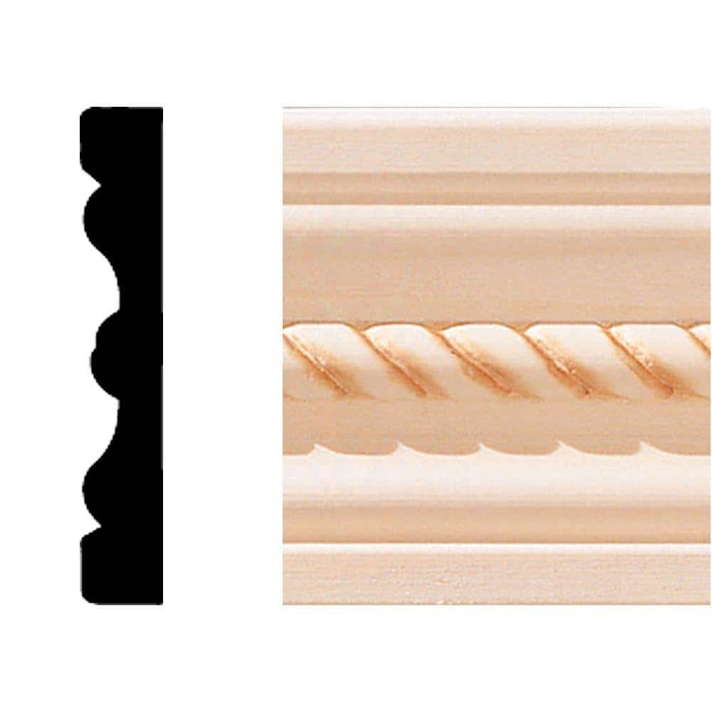 HOUSE OF FARA 1/2 in. x 3 in. x 7 ft. Hardwood Wood Rope Flute Casing/Chair Rail Moulding
