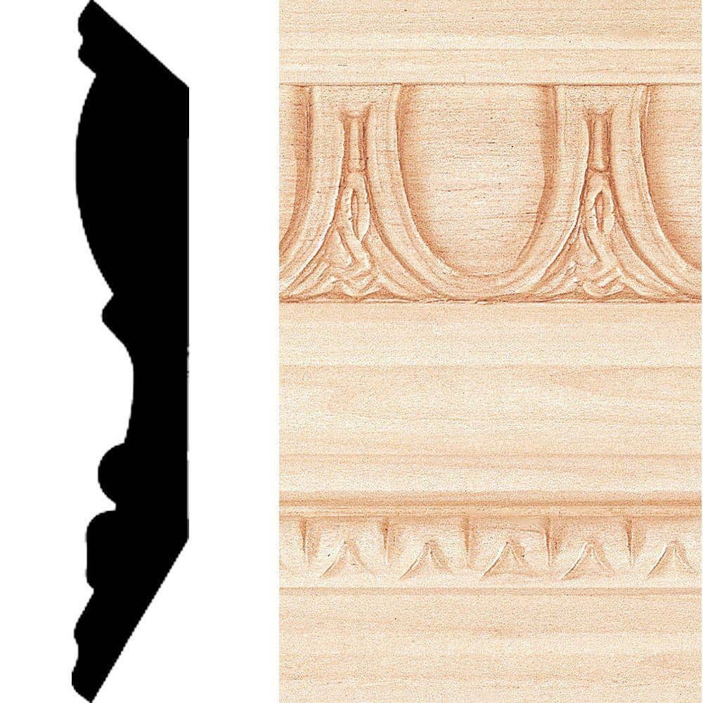 HOUSE OF FARA 3/4 in. x 4-1/2 in. Wood Embossed Crown Molding