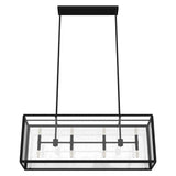 Hunter Felippe 8-Light Natural Iron Island Chandelier with Clear Seeded Glass Shade Kitchen Light