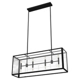Hunter Felippe 8-Light Natural Iron Island Chandelier with Clear Seeded Glass Shade Kitchen Light