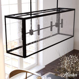 Hunter Felippe 8-Light Natural Iron Island Chandelier with Clear Seeded Glass Shade Kitchen Light