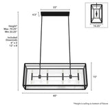 Hunter Felippe 8-Light Natural Iron Island Chandelier with Clear Seeded Glass Shade Kitchen Light