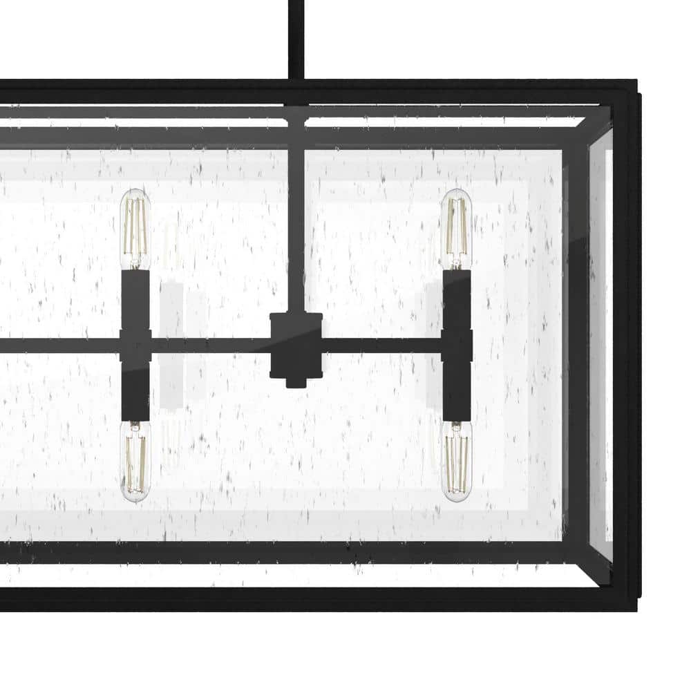 Hunter Felippe 8-Light Natural Iron Island Chandelier with Clear Seeded Glass Shade Kitchen Light