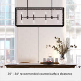 Hunter Felippe 8-Light Natural Iron Island Chandelier with Clear Seeded Glass Shade Kitchen Light
