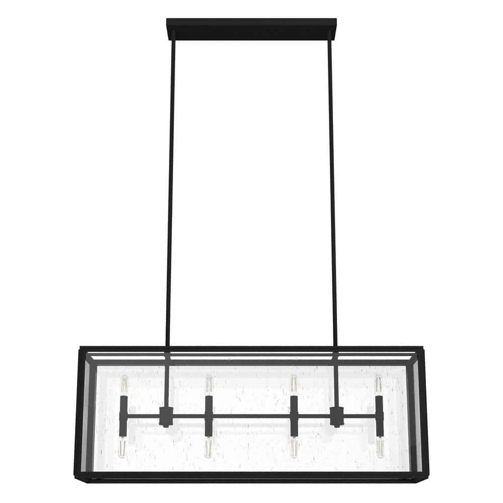 Hunter Felippe 8-Light Natural Iron Island Chandelier with Clear Seeded Glass Shade Kitchen Light