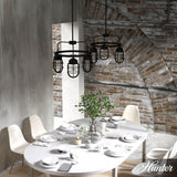 Hunter Starklake 3-Light Natural Iron Wagon Wheel Chandelier with Caged Metal Shades