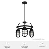 Hunter Starklake 3-Light Natural Iron Wagon Wheel Chandelier with Caged Metal Shades