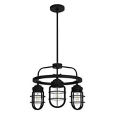 Hunter Starklake 3-Light Natural Iron Wagon Wheel Chandelier with Caged Metal Shades