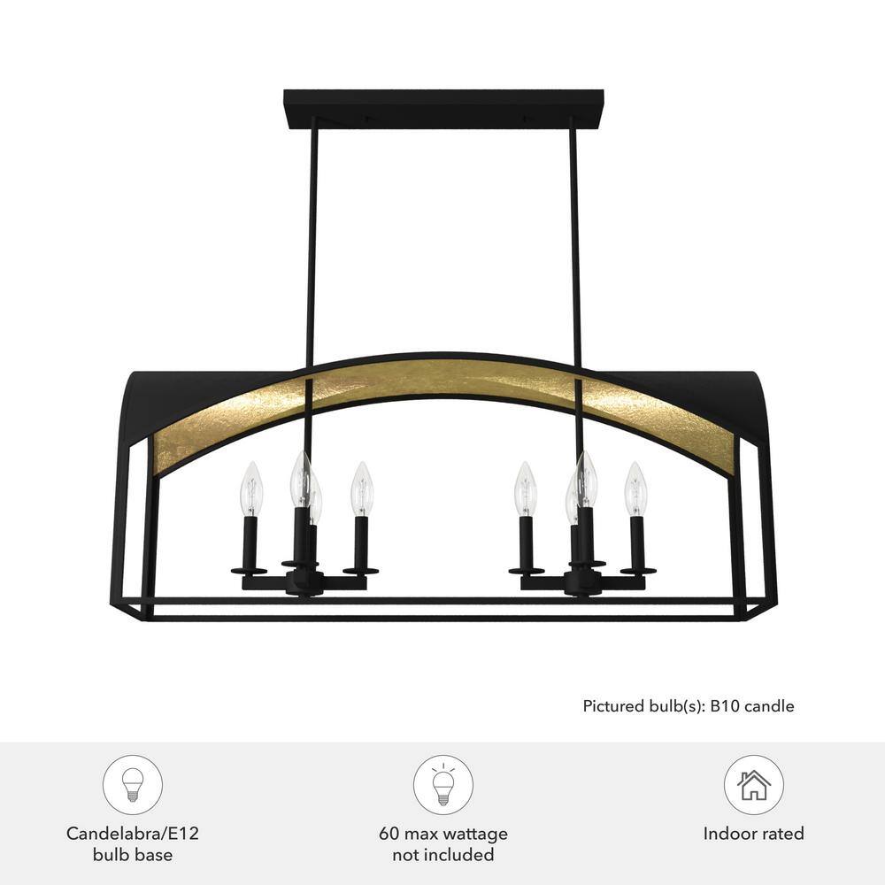 Hunter Dukestown 8-Light Natural Iron Island Chandelier with Gold Leaf Detailing